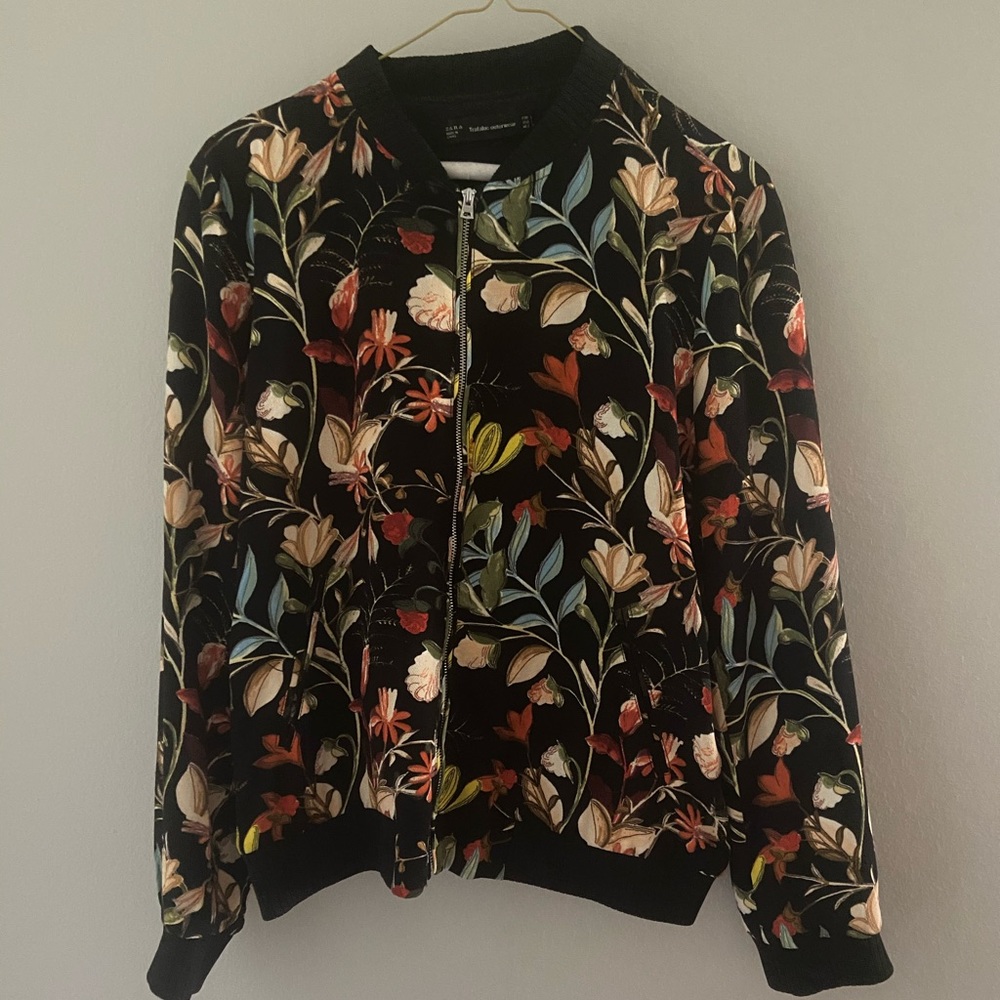 Zara floral bomber jacket